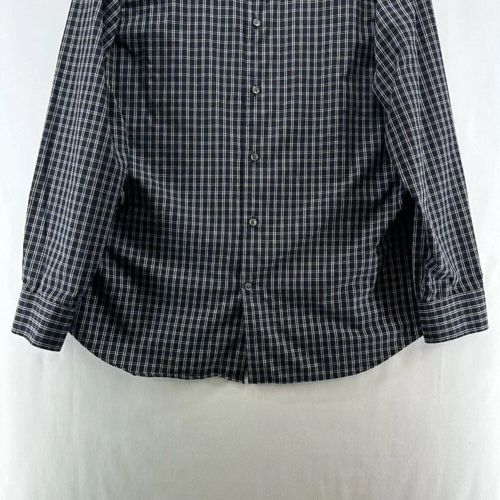 Banana Republic Button Up Shirt L Black Plaid Long Sleeve Non Iron Standard Fit - Picture 5 of 12